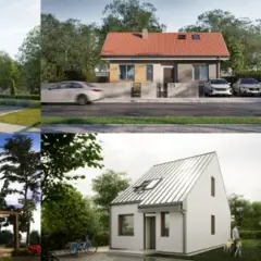 Rządowe projekty domów 70m2 za darmo: wizualizacje nowoczesnych, energooszczędnych domów jednorodzinnych z garażami i ogrodami.