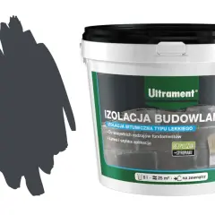 Pojemnik z masą izolacyjną Ultrament, idealną do ochrony fundamentów. Abizol p zapewnia łatwą aplikację i bezpieczeństwo dla styropianu.