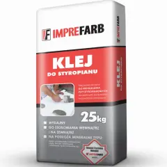 Worek kleju do styropianu Imprefarb 25kg. Idealny, gdy zastanawiasz się, jaki klej do styropianu wybrać do ocieplenia budynków.
