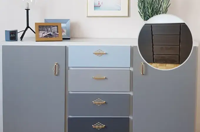 inspiracje malowanie mebli z okleiny wzory uchwyty